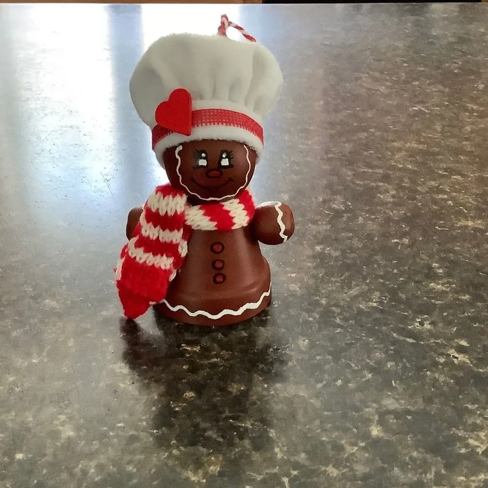 Hand crafted Christmas ornament gingerbread clay pot
